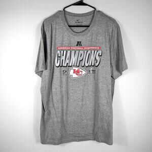 Nike Kansas City Chiefs XL AFC Champions Gray Short Sleeve Football Tee Shirt